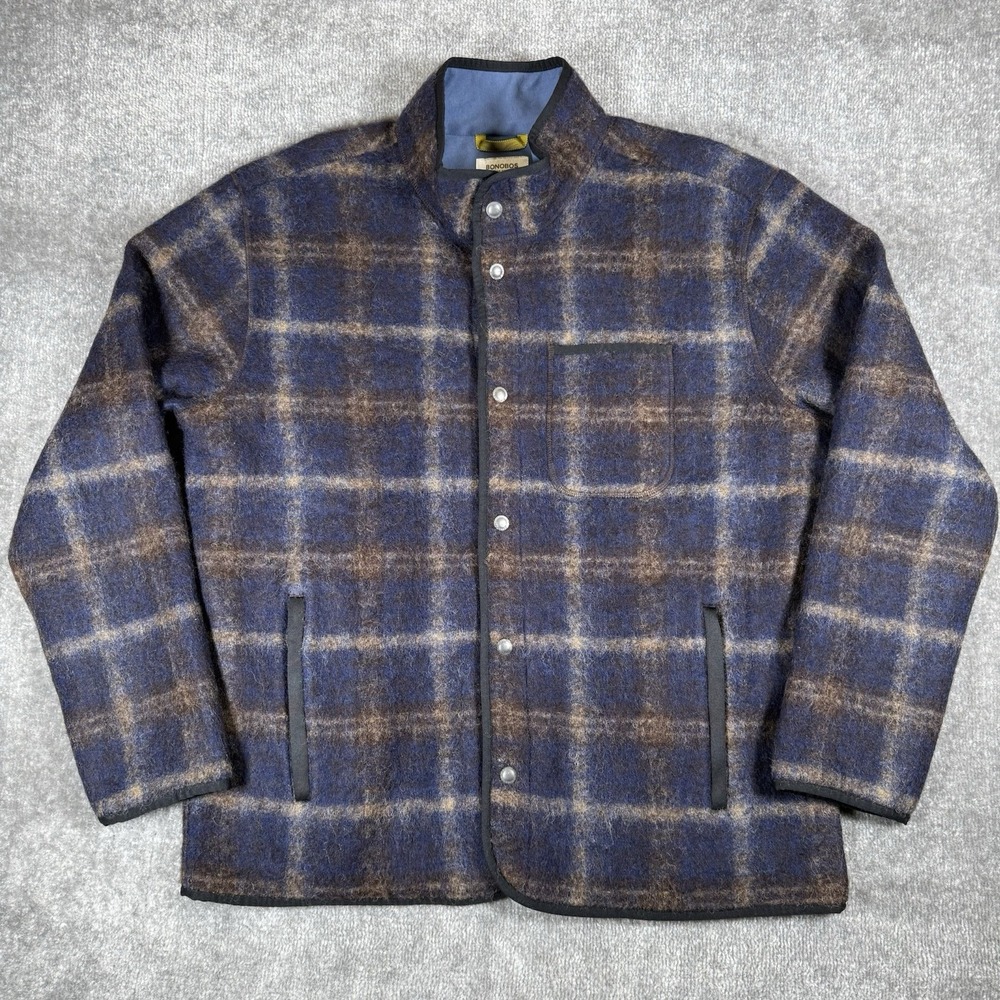 Bonobos Jacket Men's Large Blue Shadow Plaid Wool Blend Lanificio Roma